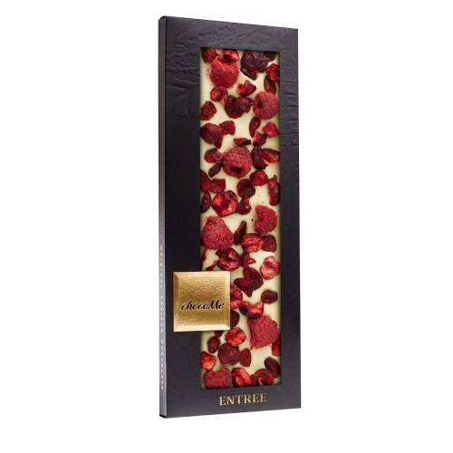 Choc bar with white chocolate and cranberries in giftbox 110gr