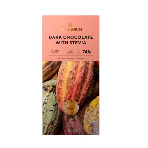 Dark chocolate with stevia 74% 100gr