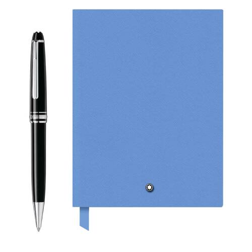 Meisterstück classique platinum ballpoint and notebook #146 technicolour blue - gift set