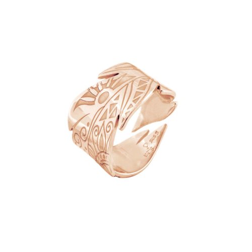 Oxette inel din argint 925, placat cu aur roz, din colectia masai, cu finisaj filigranat, si taietur lp/li