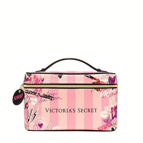 Pink striped case bag