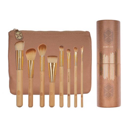 Set 8 pensule machiaj bamboo luxury + borseta cadou