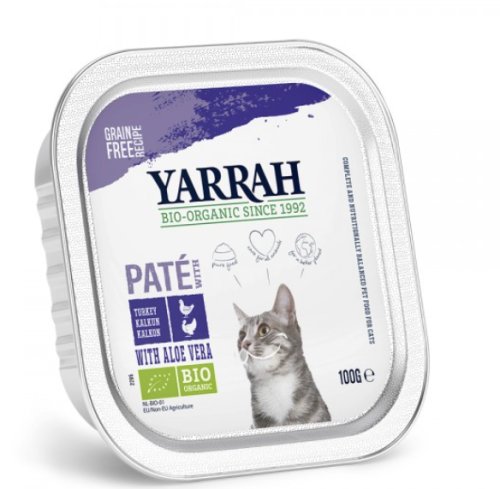 Hrana bio cu carne pui si curcan pentru pisici, 100g - yarrah