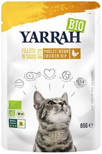 Hrana umeda pentru pisici, file de pui in sos, eco-bio, 85g - yarrah