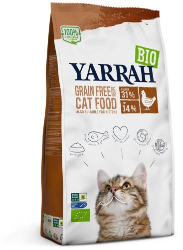 Hrana uscata pentru pisici, cu peste, 31% proteina si 14% grasimi, fara cereale eco-bio, 2.4kg - yarrah