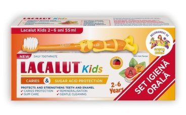 Lacalut kids 2-6 ani set igiena orala periuta +pasta, 55ml - zdrovit