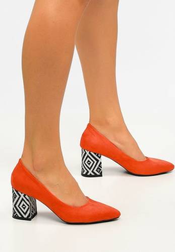Pantofi cu toc mosaic v1 portocalii