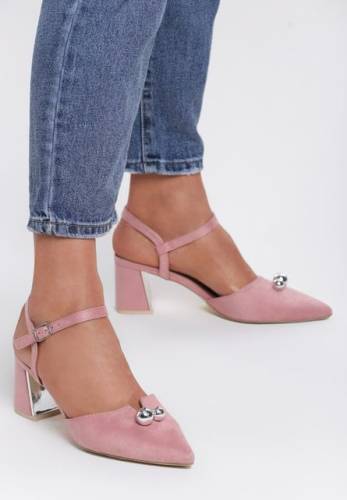 Pantofi cu toc sansa roz