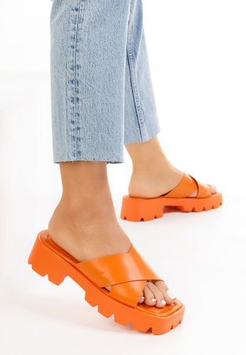 Papuci cu platformă mandi portocalii