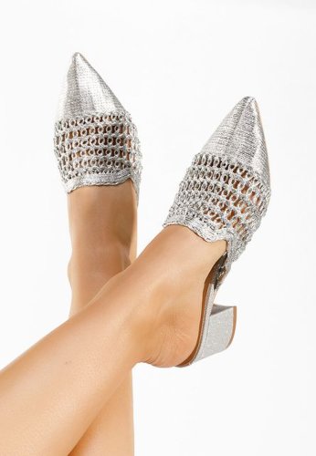 Papuci dama eleganti divya argintii