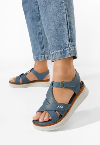 Sandale cu platformă piele carissa albastre