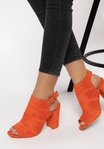 Sandale cu toc elize portocalii