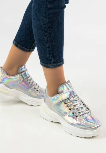 Sneakers cu platforma trenton argintii