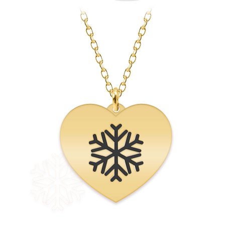 Snow heart - colier personalizat argint 925 placat cu aur galben 24k pandantiv inima cu fulg