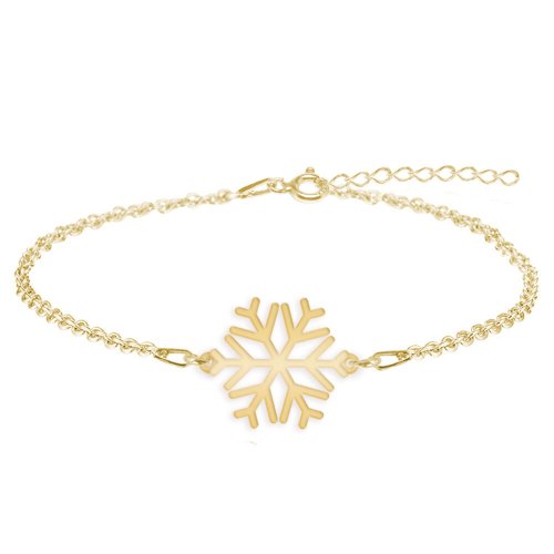 Snowflake - bratara personalizata argint 925 placat cu aur galben 24k 15+4cm cu pandantiv fulg
