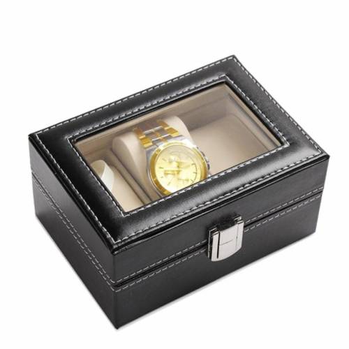 Cutie caseta eleganta depozitare cu compartimente pentru 3 ceasuri, negru