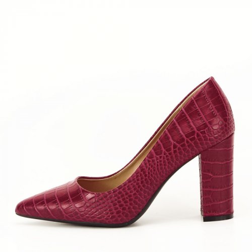 Pantofi rosu burgundy cu imprimeu dalma