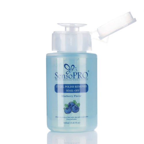 Soak off remover sensopro blueberry - indepartare gel, oja semipermanenta, tipsuri, 160 ml