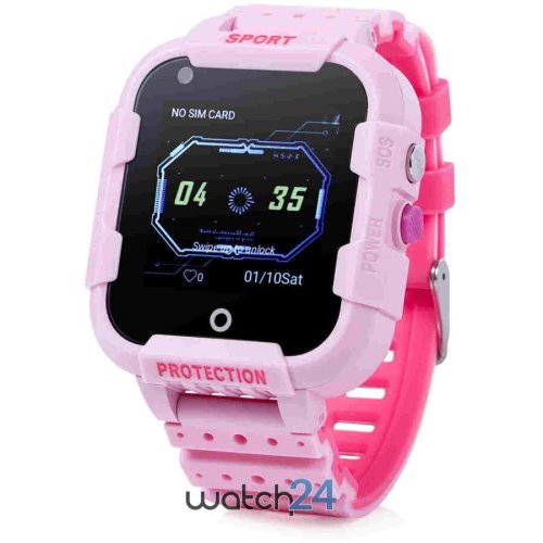 Smartwatch pentru copii wonlex cu functie telefon (sim), 4g, gps, wifi, sos, apel video, functie spion, kt12, roz