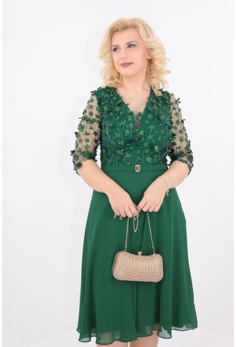 Rochie verde cu dantela 3d