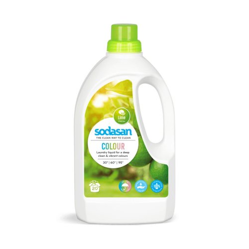 Detergent bio lichid rufe albe si color lime 1,5 l sodasan