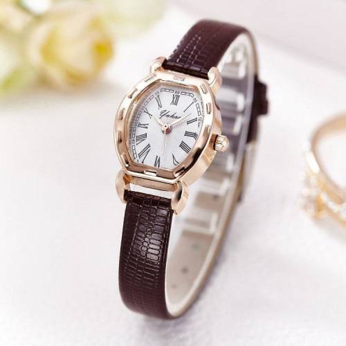 Neer Ceas de mana pentru femei, cu curea din piele si carcasa din otel inoxidabil, un ceas analog cu quartz