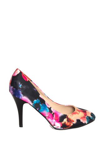 Maribon Pantofi dama cu toc carla cu imprimeuri florale multicolor