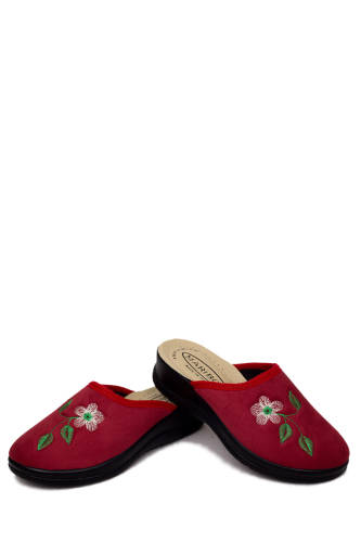 Papuci de casa Maribon cu interior din piele fiore rosso cu talpa ultra soft rosu