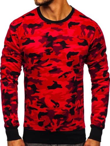 Bluză pentru bărbat fără glugă cu imprimeu camuflaj-roșie Bolf dd129-2