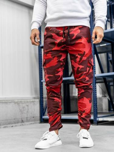 Pantaloni cargo pentru bărbat roșii Bolf 0857