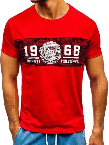 T-shirt cu imprimeu pentru bărbat roșu Bolf 10813