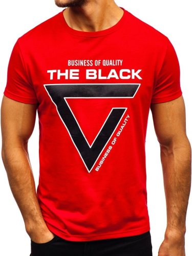 T-shirt cu imprimeu pentru bărbat roșu Bolf 10821