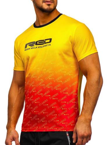 Tricou cu imprimeu bărbați galben Bolf ks2064
