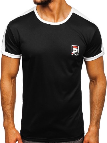 Tricou cu imprimeu bărbați negru Bolf ss10990