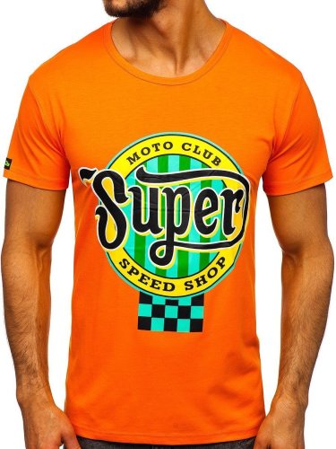 Tricou cu imprimeu bărbați portocaliu Bolf ks1970