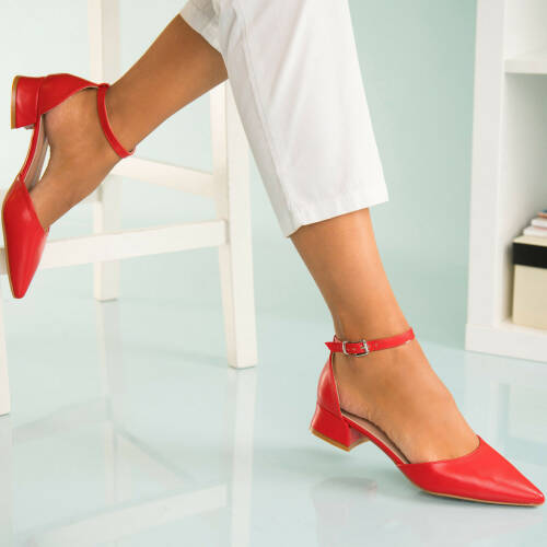 Pantofi dama cu toc piele ecologica rosii taylor b7647