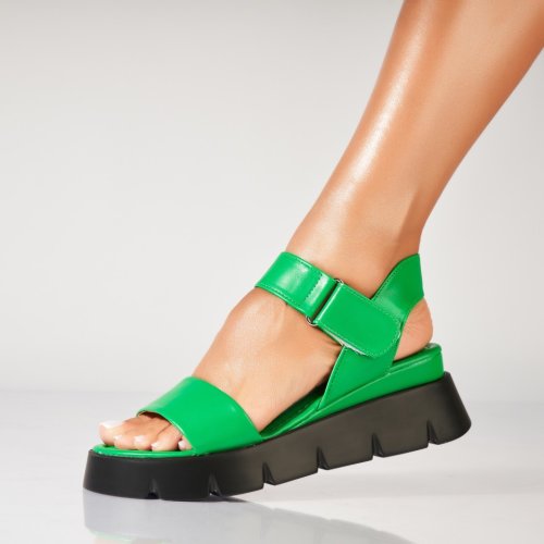 Sandale dama cu platforma verzi din piele ecologica hridhya a6806