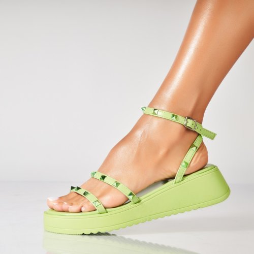 Sandale dama cu platforma verzi din piele ecologica maralei a6862