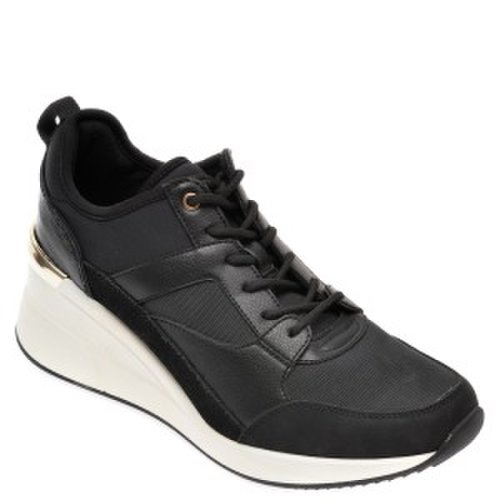 Pantofi aldo negri, thrundra001, din material textil si piele ecologica