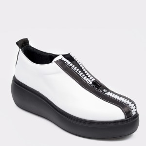 Pantofi flavia passini alb-negru, 285641, din piele naturala