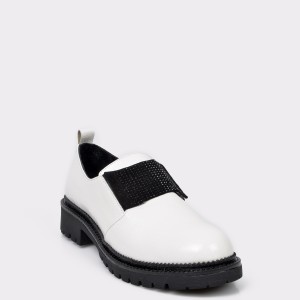 Pantofi flavia passini albi, bh150, din piele naturala lacuita
