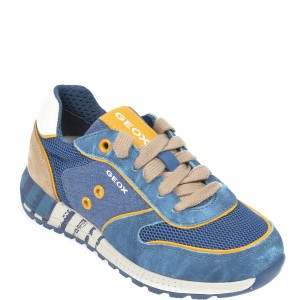 Pantofi sport geox bleumarin, j029eb, din material textil si piele naturala