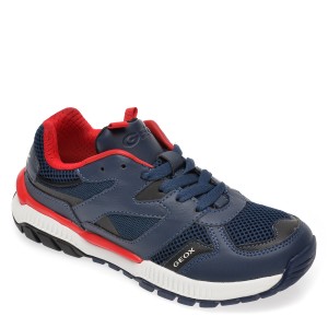 Pantofi sport geox bleumarin, j02axc, din material textil si piele ecologica