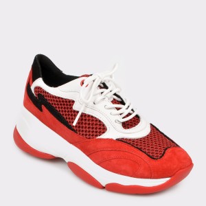 Pantofi sport geox rosii, d92bpb, din piele ecologica