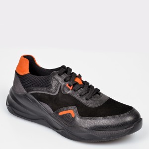 Pantofi sport gryxx negri, 9104, din material textil si piele naturala