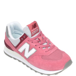 Pantofi sport new balance roz, wl574, din material textil si piele intoarsa