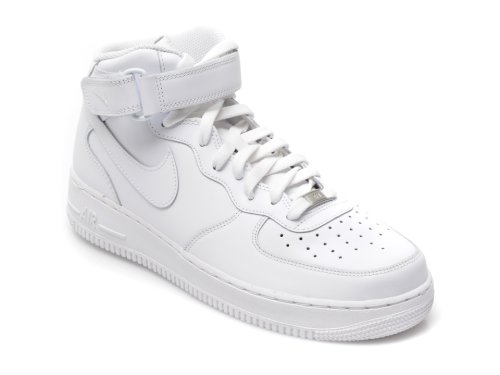 Pantofi sport nike albe, air force 1 mid 07 le, din piele naturala