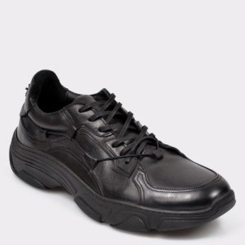 Pantofi sport otter negri, 80101, din piele naturala