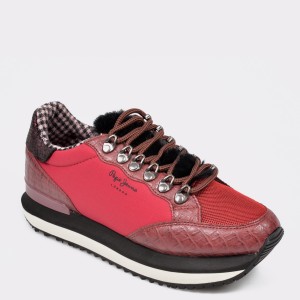 Pantofi sport pepe jeans rosii, ls30905, din piele ecologica