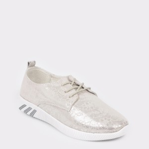 Pantofi sport rio fiore argintii, 123h10, din piele naturala
